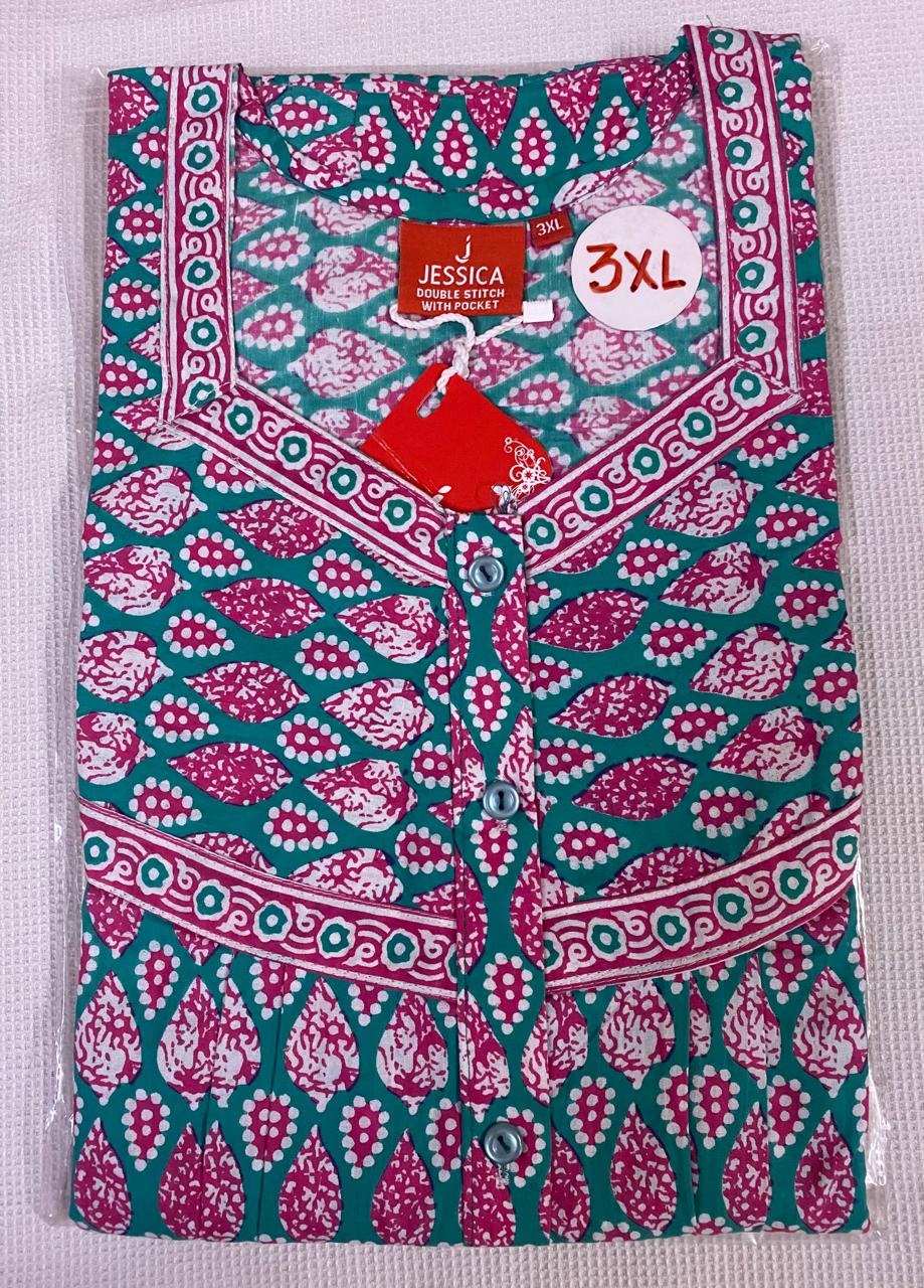 Jaipur Cotton Border Pleated Nighties