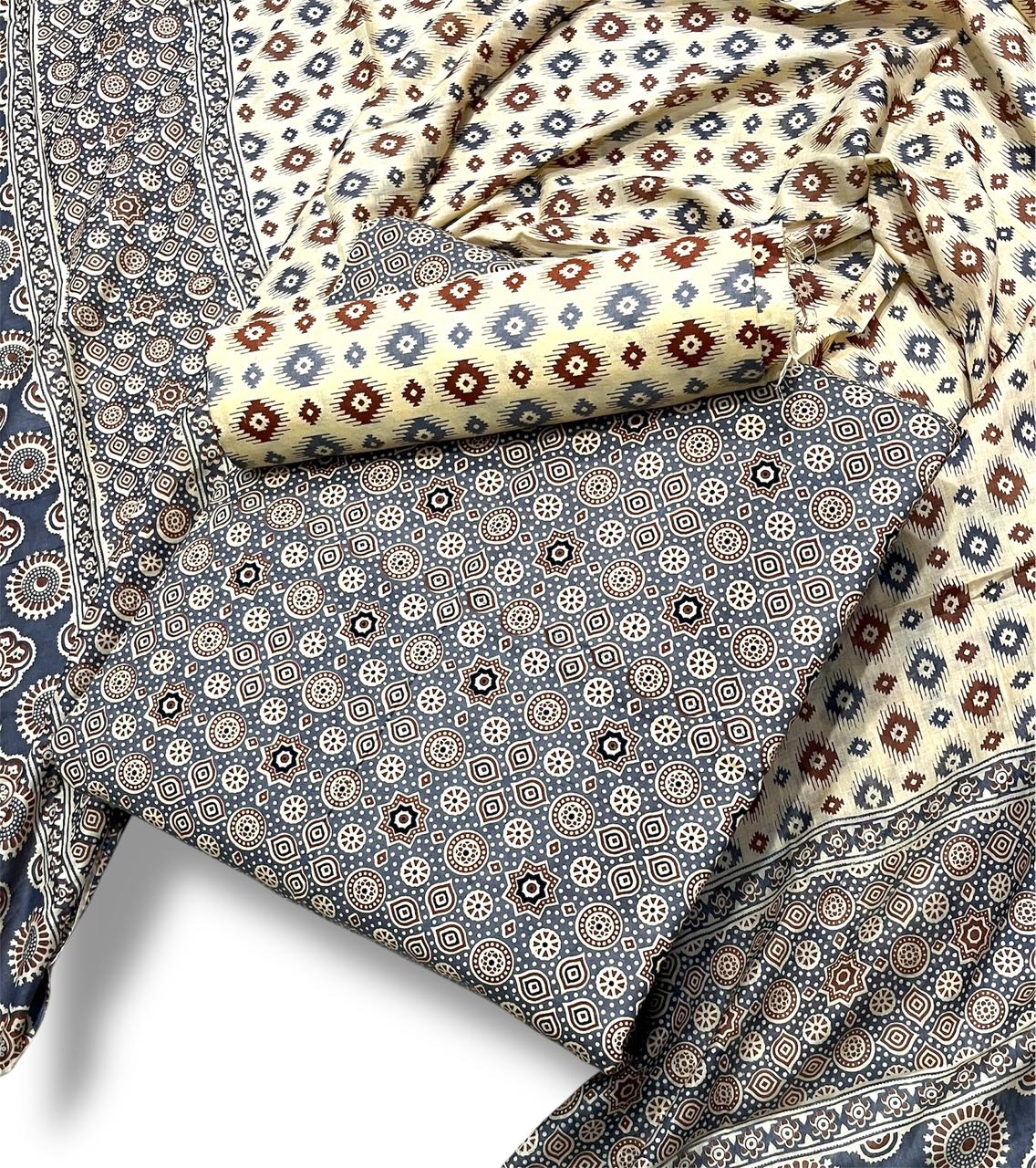 Ajrakh Printed Cotton Dress Material
