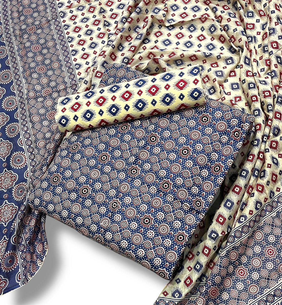 Ajrakh Printed Cotton Dress Material