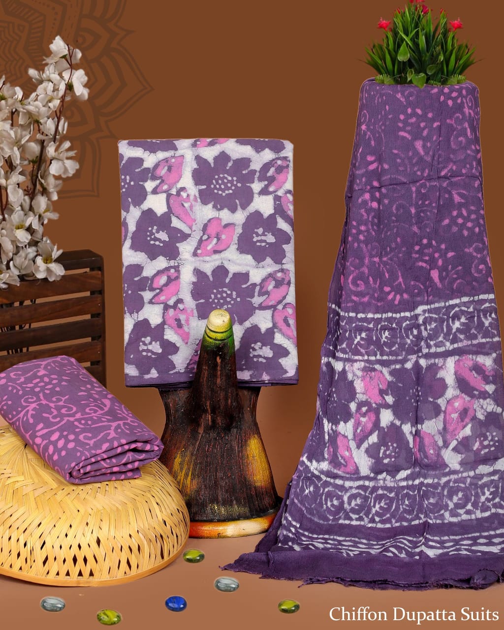 Hand block printed cotton dress material