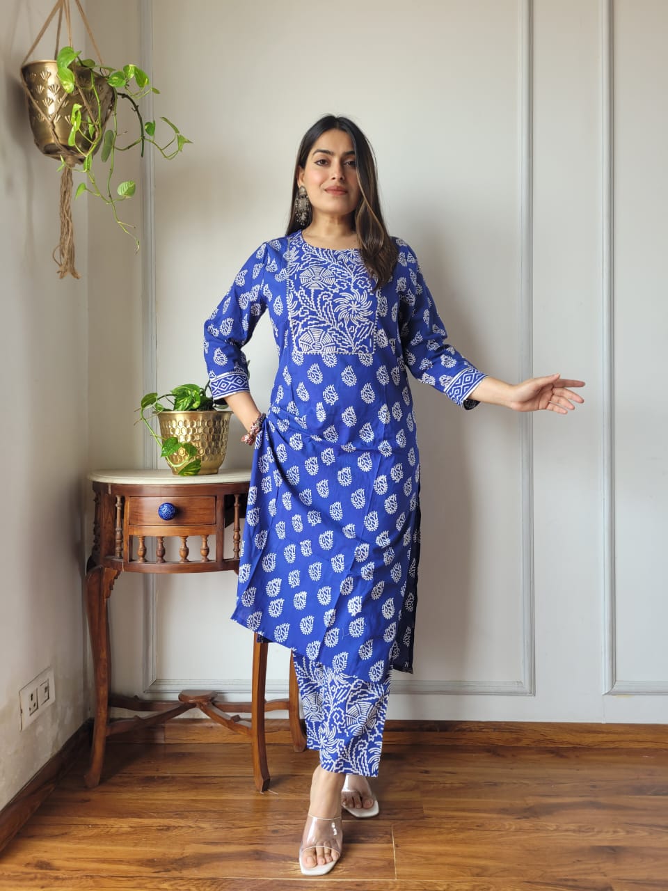 Hand block printed Cotton Kurtis with Pant