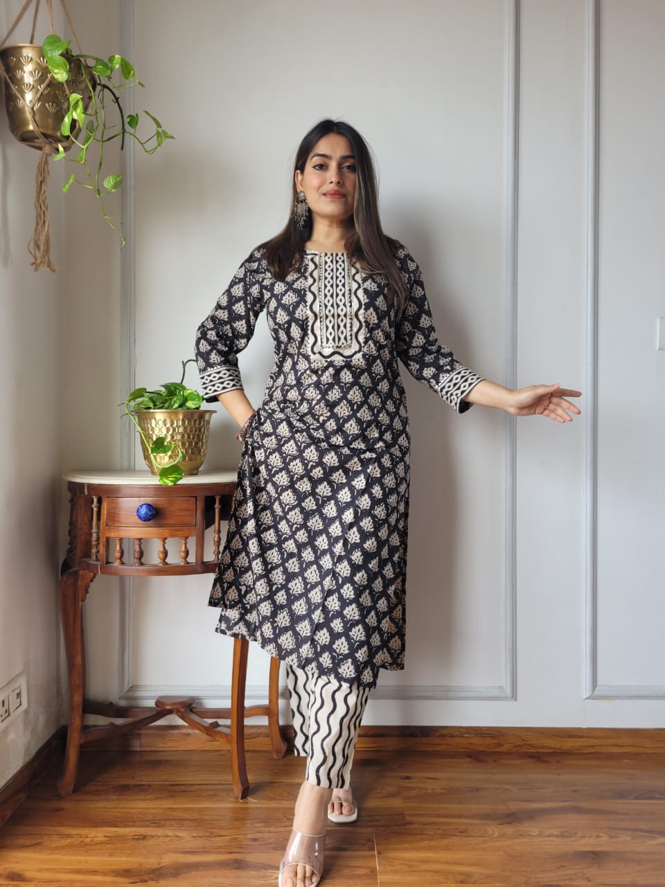 Hand block printed Cotton Kurtis with Pant