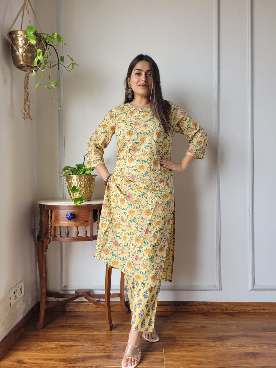 Hand block printed Cotton Kurtis with Pant