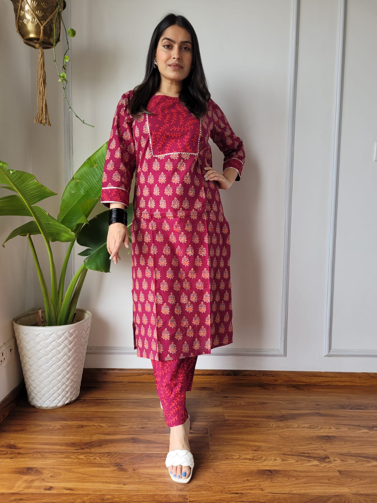 Hand block printed Cotton Kurtis with Pant