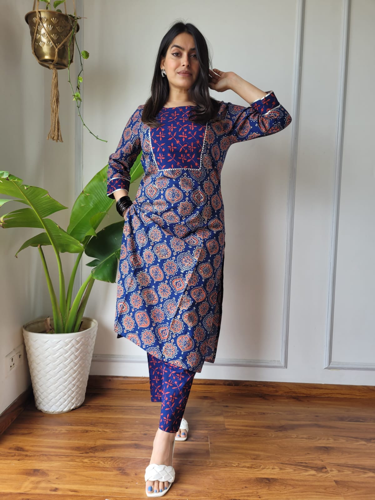 Hand block printed Cotton Kurtis with Pant