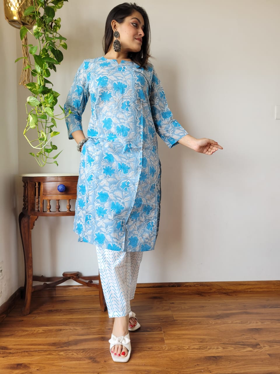 Hand block printed Cotton Kurtis with Pant