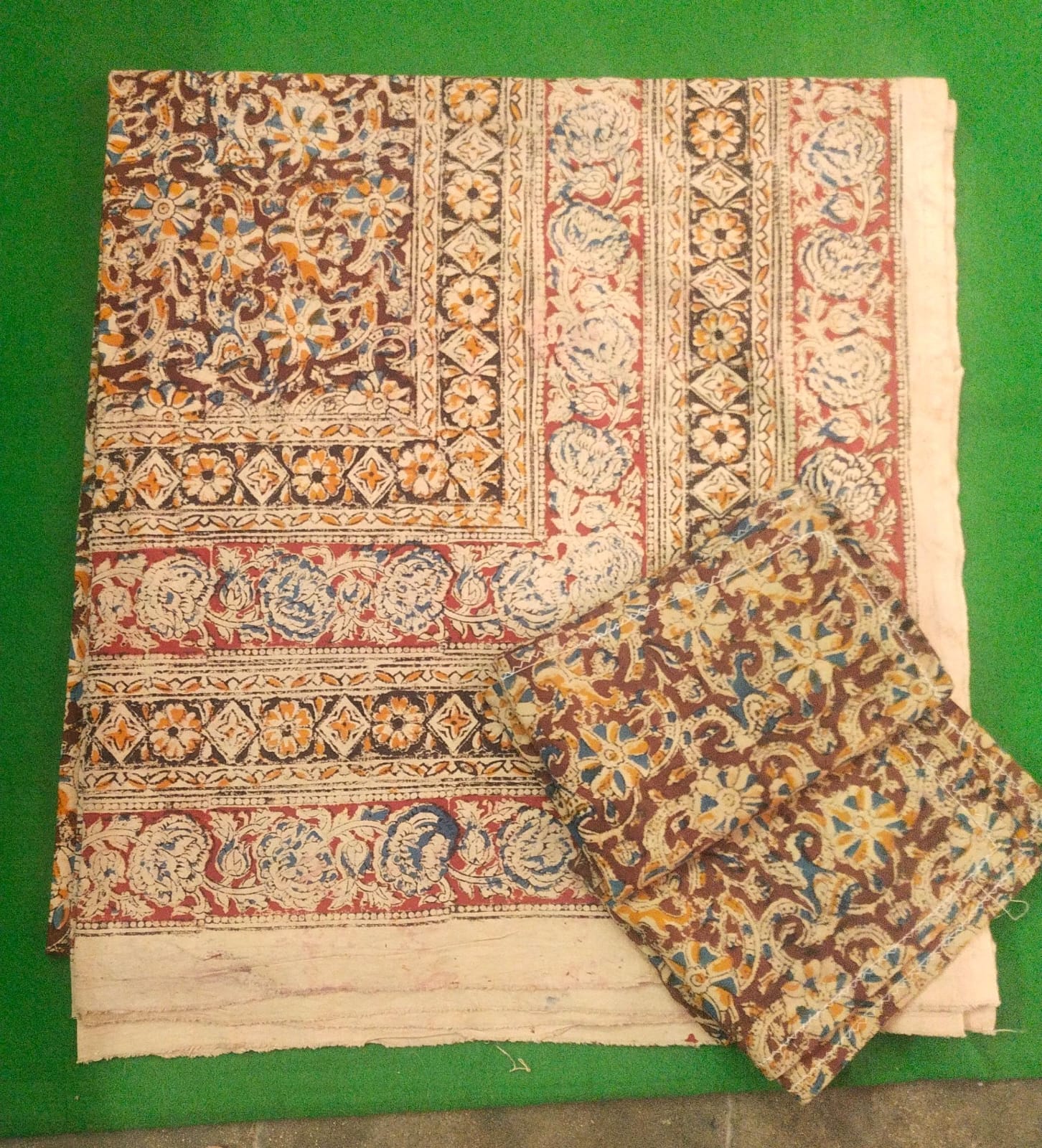 Kalamkari Double Cot bedsheet With 2 Pillow Covers
