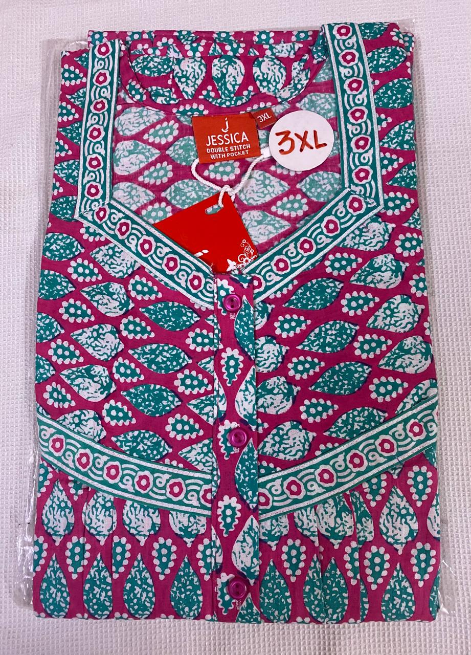Jaipur Cotton Border Pleated Nighties