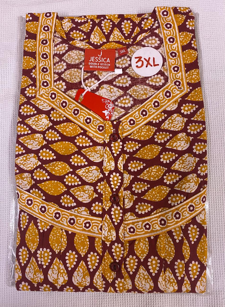 Jaipur Cotton Border Pleated Nighties