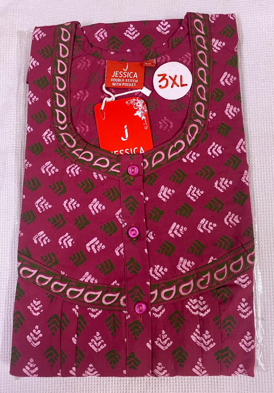 Jaipur Cotton Border Pleated Nighties