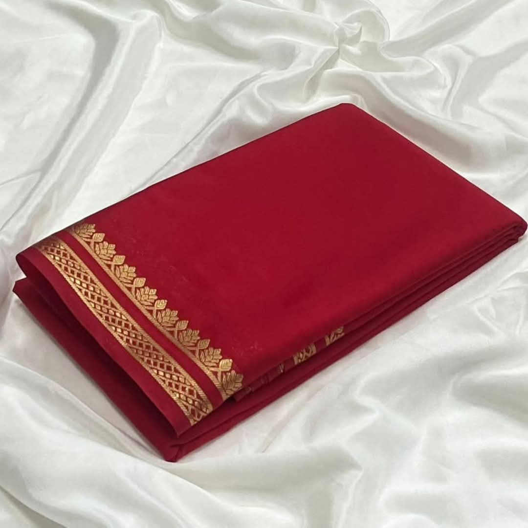 Mysore crepe silk saree with Embroidery