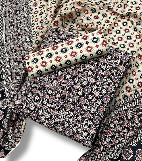 Ajrakh Printed Cotton Dress Material