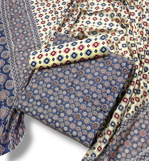 Ajrakh Printed Cotton Dress Material