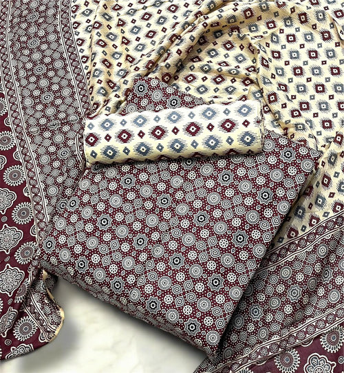 Ajrakh Printed Cotton Dress Material