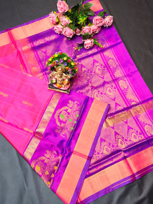 Uppada Pure Silk Buttas Design Saree With Blouse