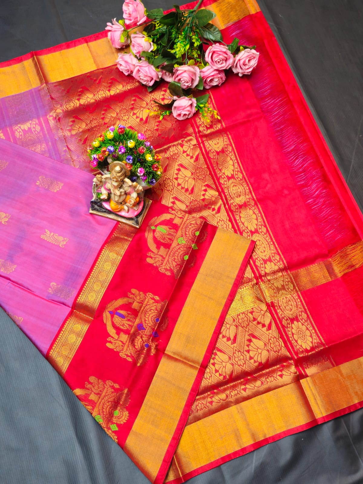 Uppada Pure Silk Buttas Design Saree With Blouse