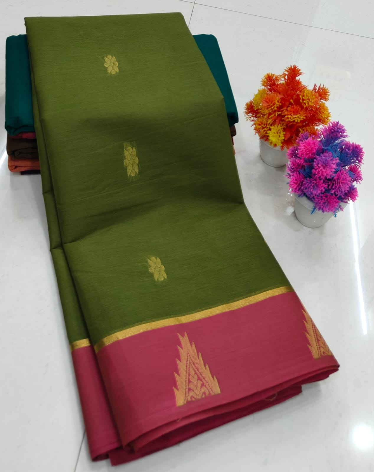 Kanchipuram Cotton Saree With Running Blouse