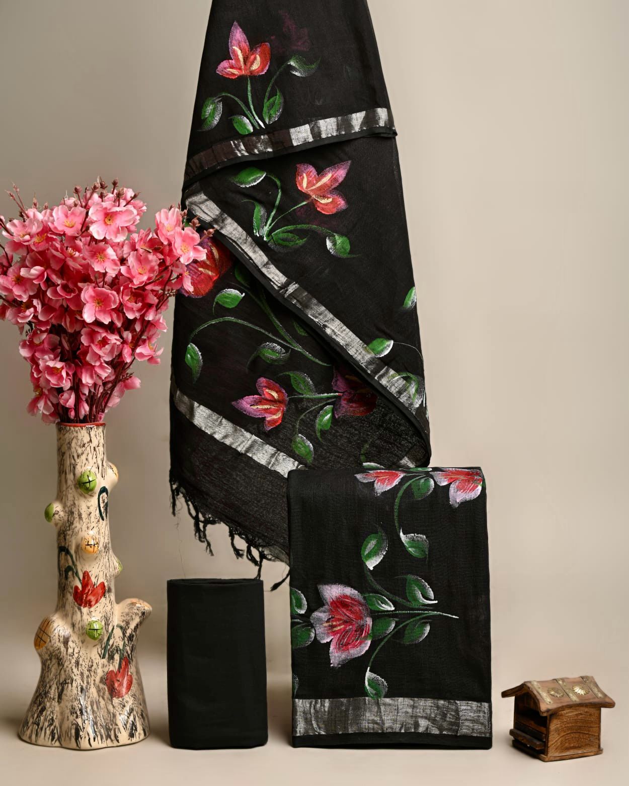 Bagru Hand Block Printed Linen / Cotton Dress Material