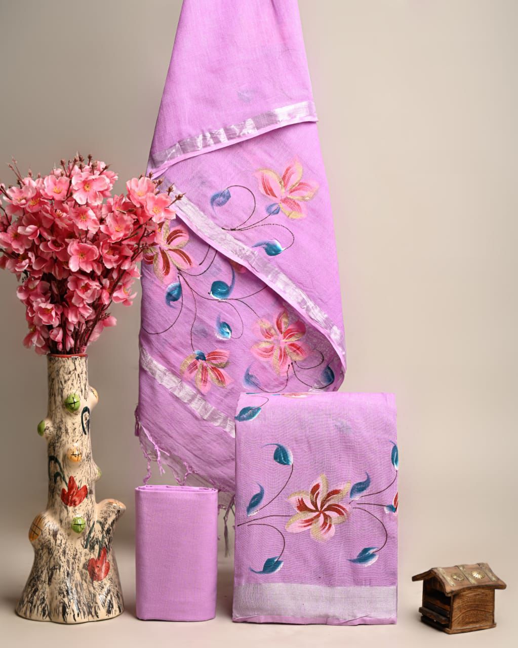 Bagru Hand Block Printed Linen / Cotton Dress Material