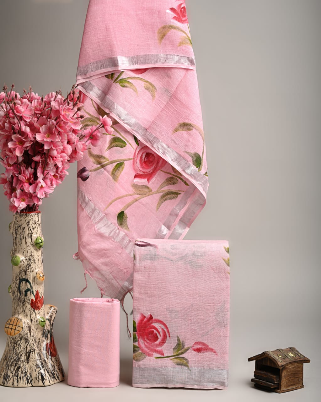 Bagru Hand Block Printed Linen / Cotton Dress Material