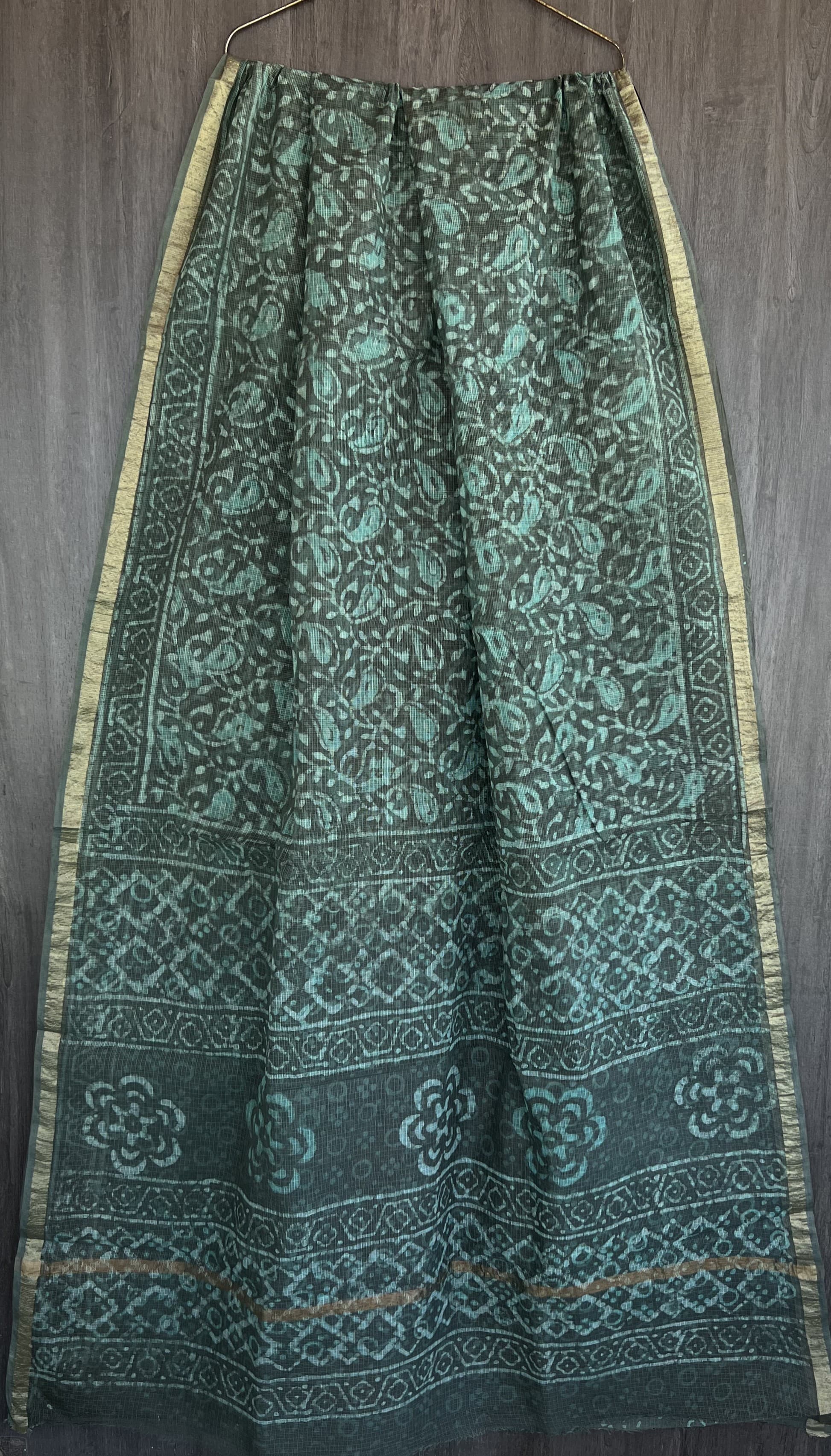Kota Doria Silk / Cotton Hand Block Printed Saree With Blouse