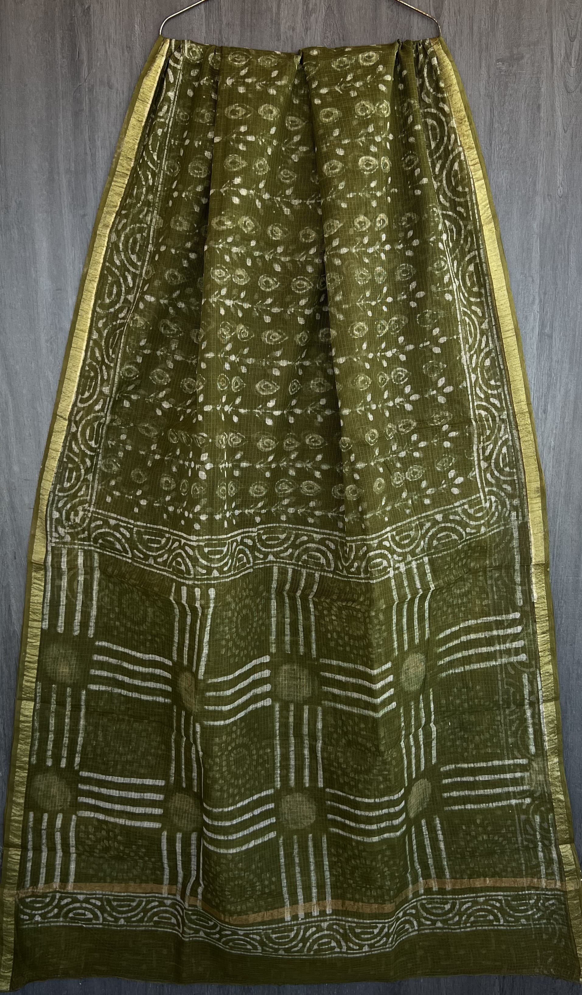Kota Doria Silk / Cotton Hand Block Printed Saree With Blouse