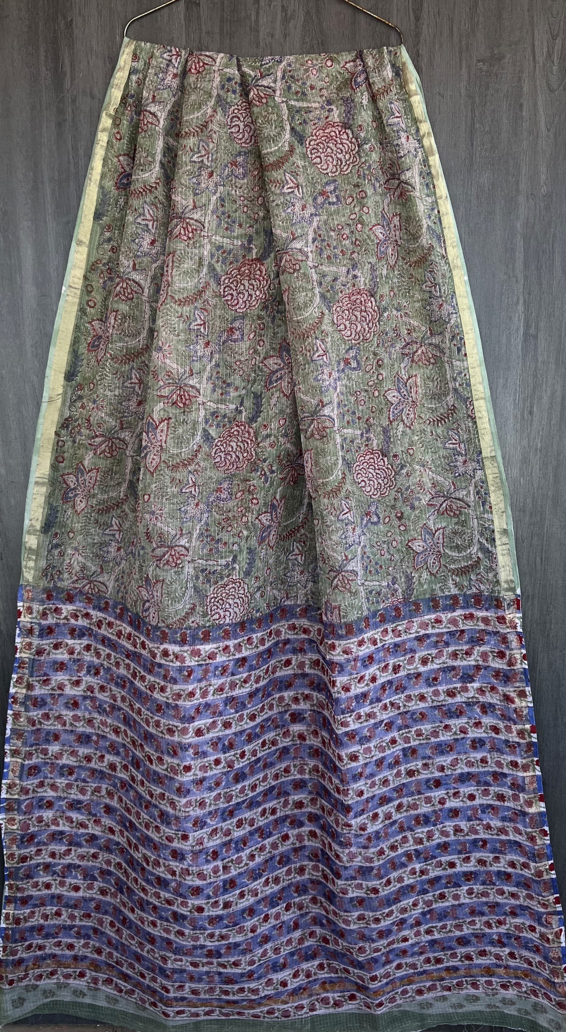 Kota Doria Silk / Cotton Hand Block Printed Saree
