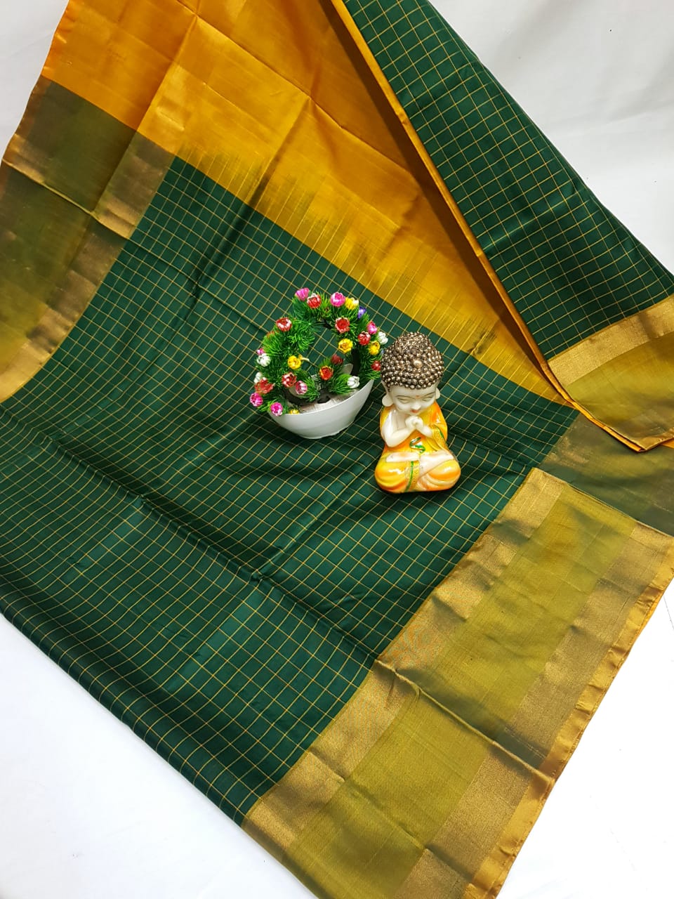 Uppada Pure Silk Checks Design Saree