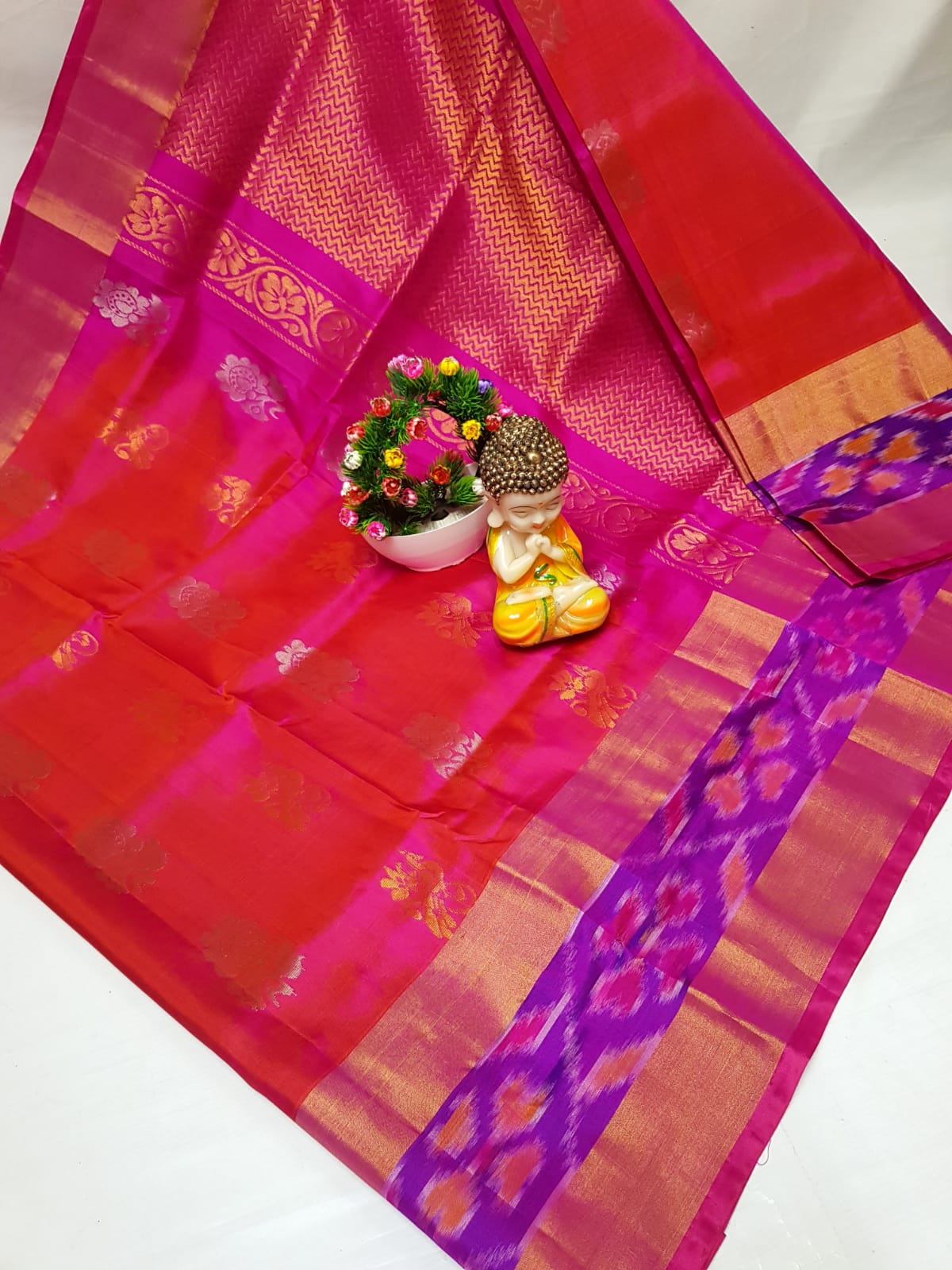 Uppada Pure Silk Ikat Border Saree