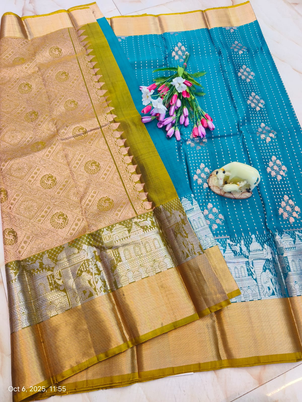 Light Weight Pure Silk Buttas Design Kanchi Border Saree