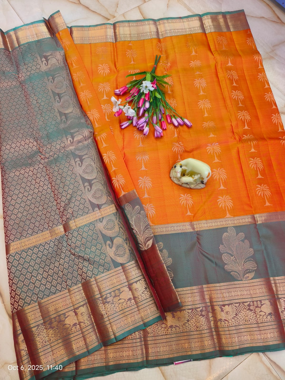 Light Weight Pure Silk Buttas Design Kanchi Border Saree