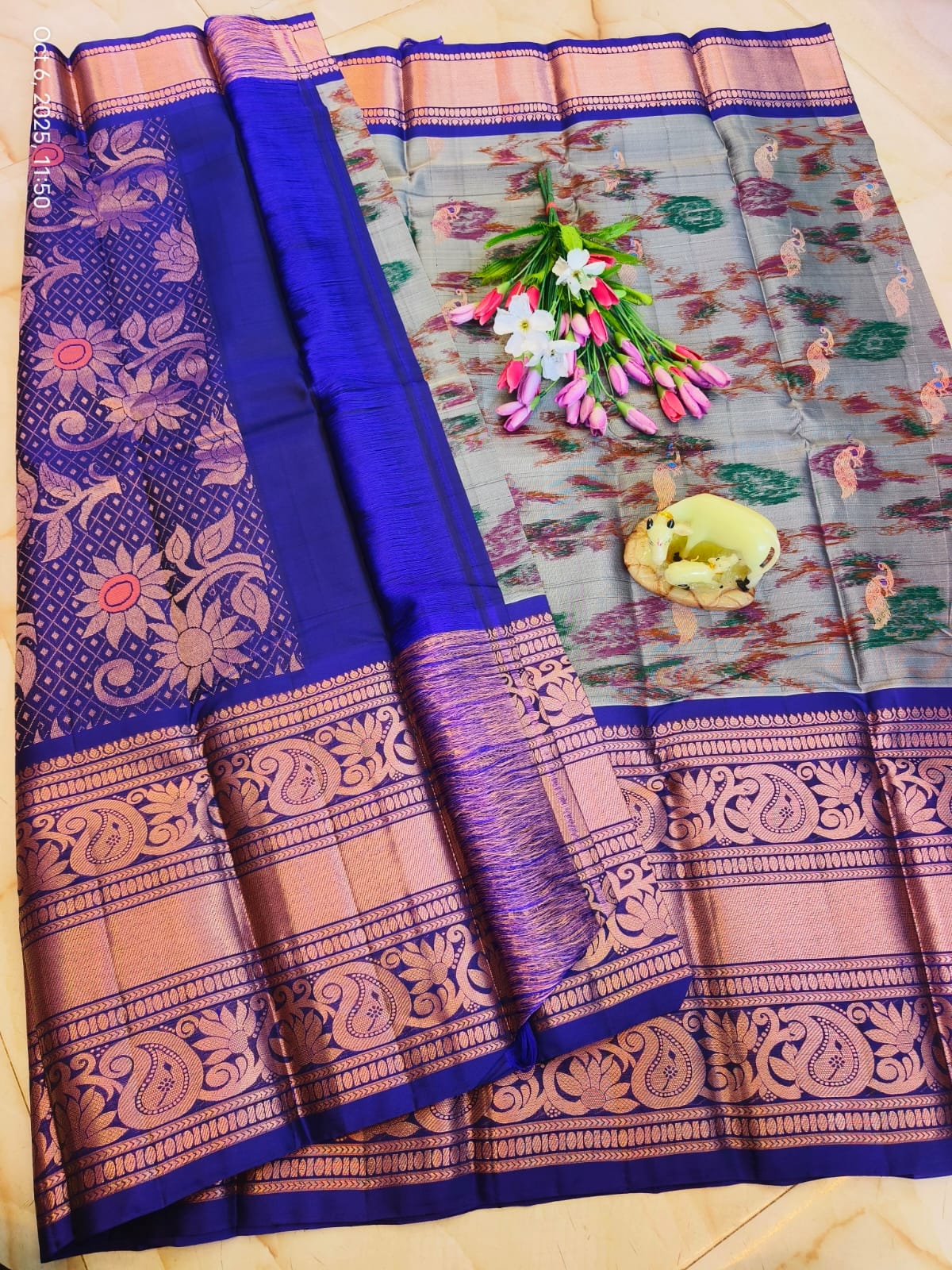Light Weight Pure Silk Buttas Design Kanchi Border Saree
