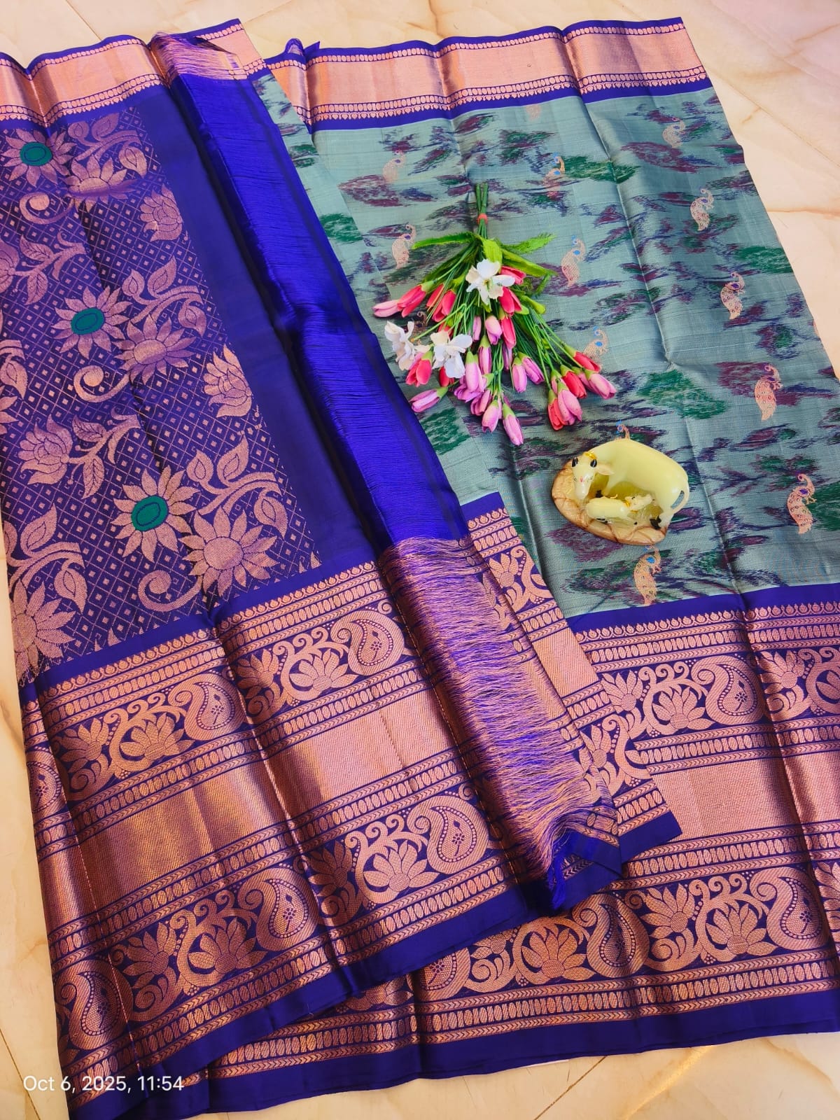 Light Weight Pure Silk Buttas Design Kanchi Border Saree