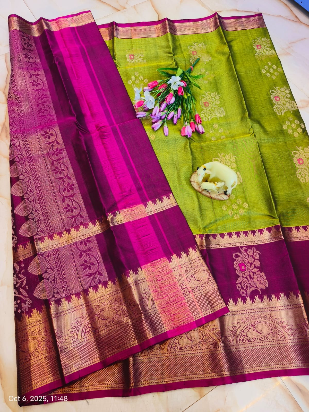 Light Weight Pure Silk Buttas Design Kanchi Border Saree