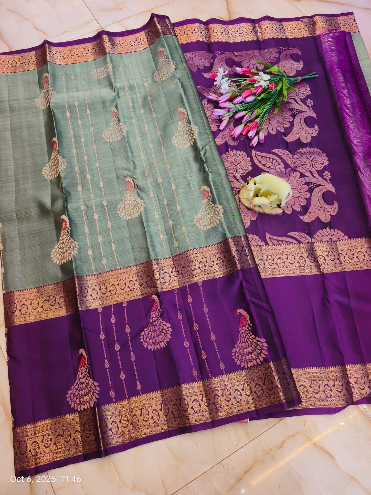 Light Weight Pure Silk Buttas Design Kanchi Border Saree