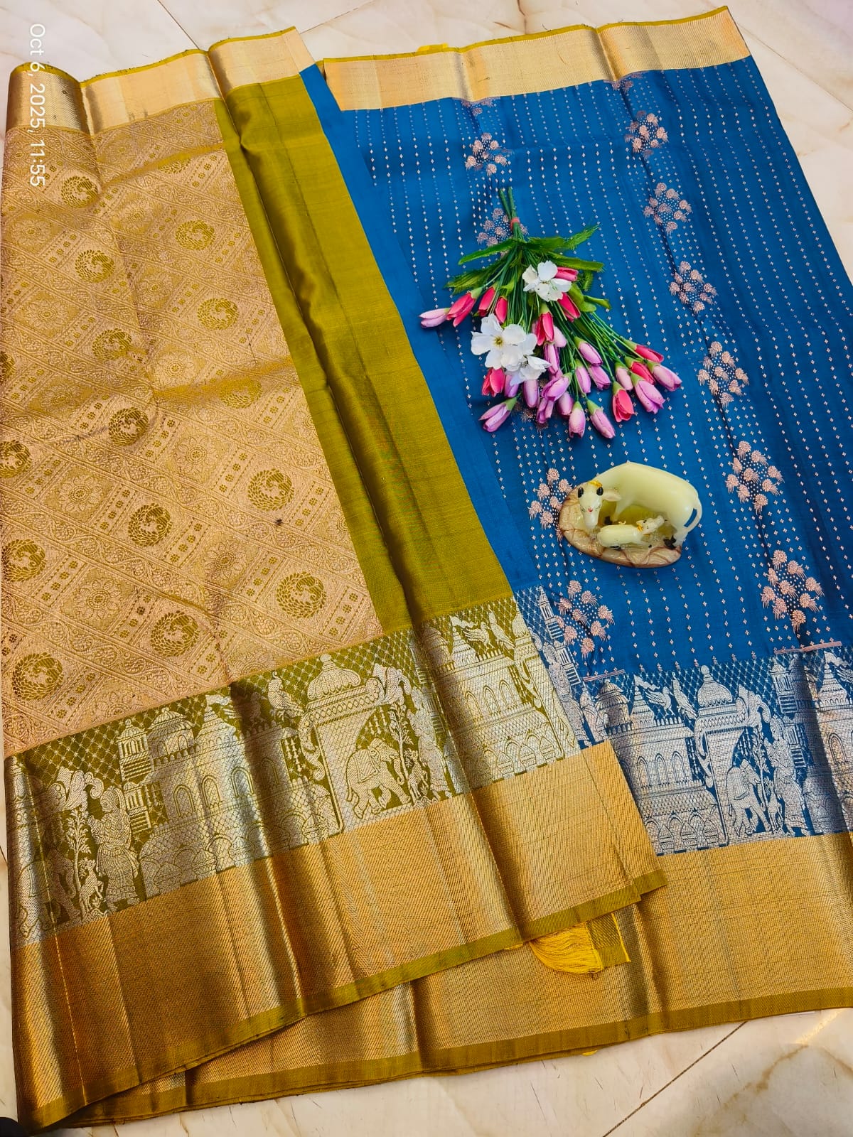 Light Weight Pure Silk Buttas Design Kanchi Border Saree