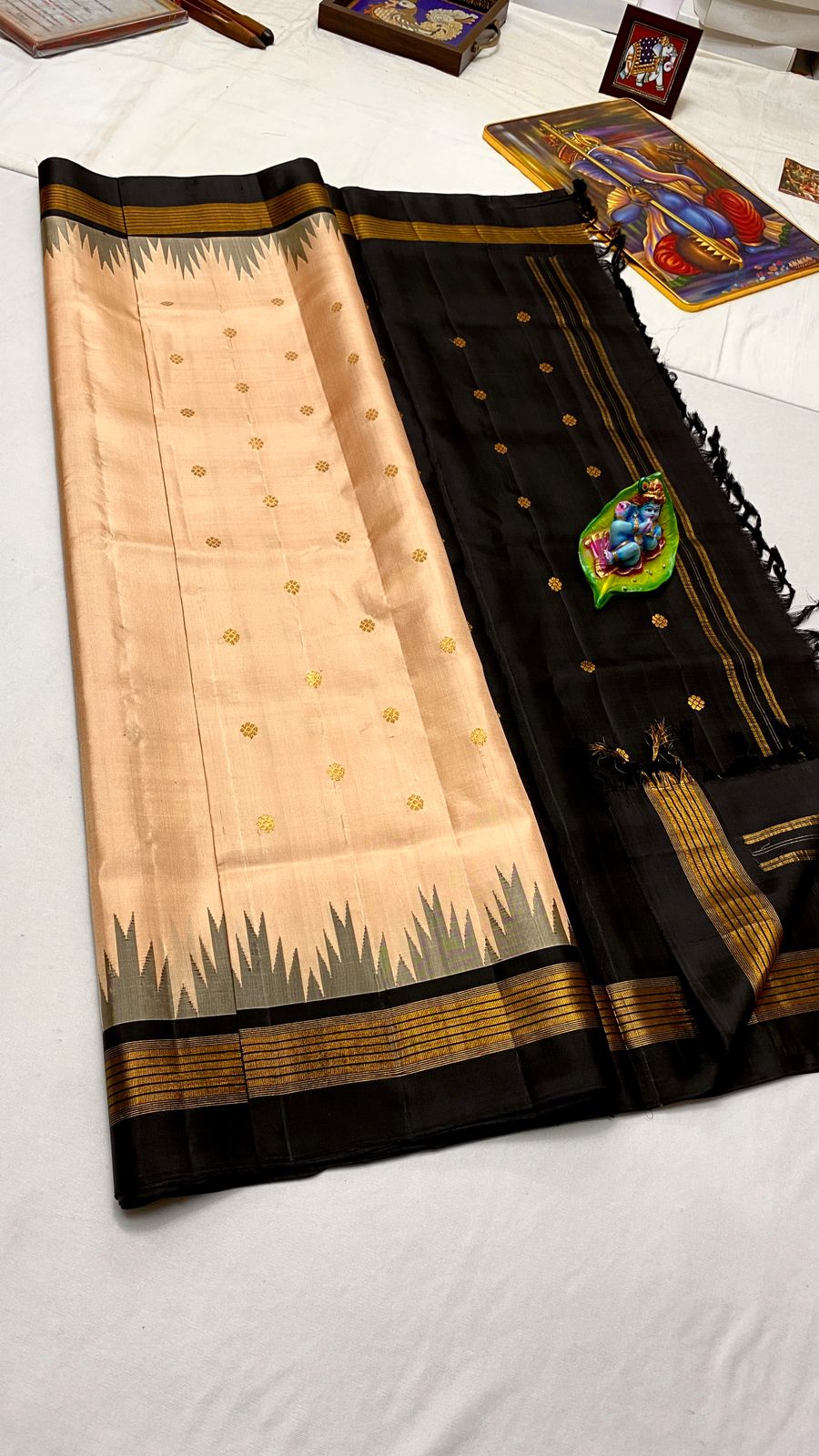 Kanchipuram Traditional Silk Korvai Temple Border Saree