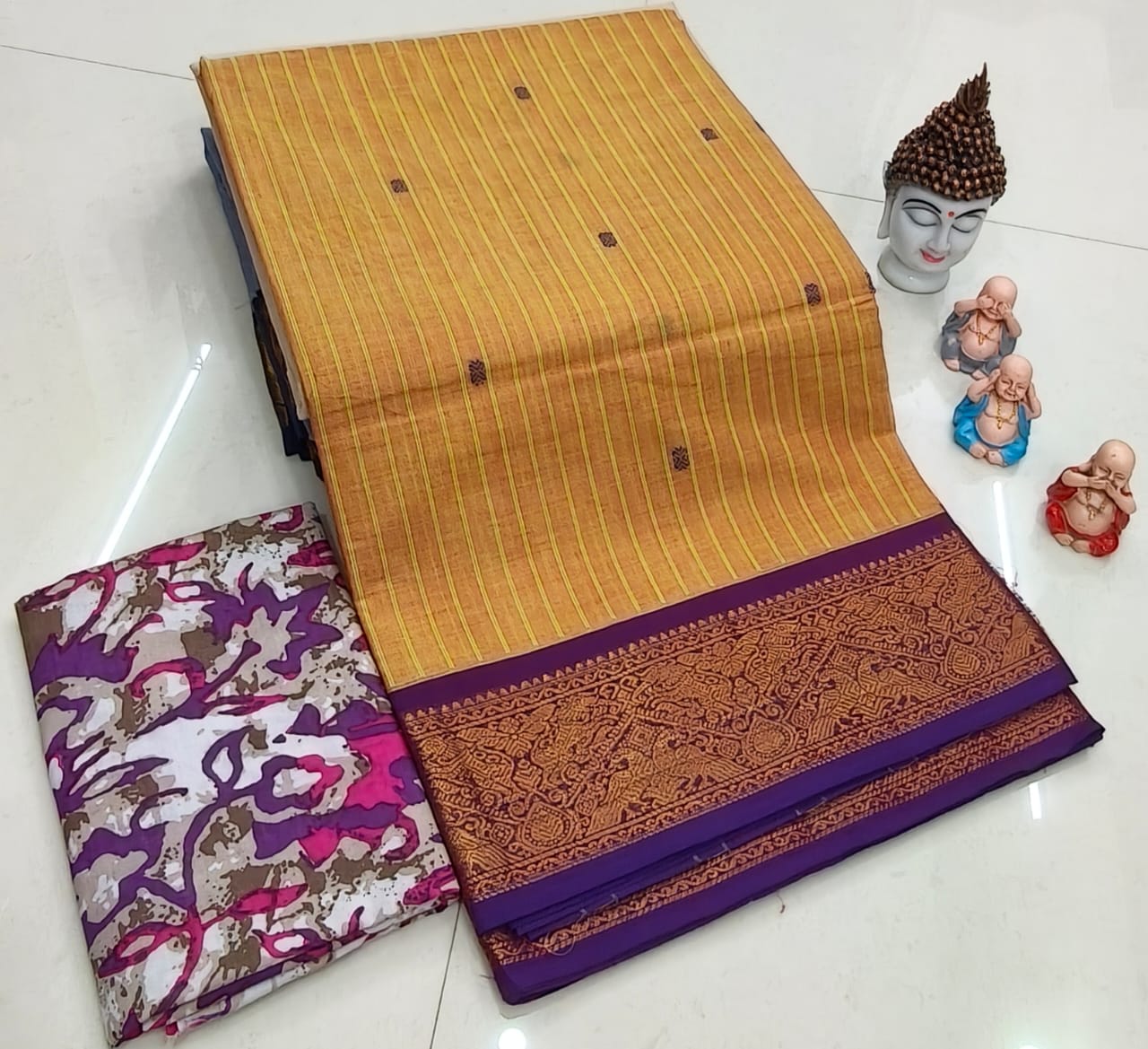 Chettinadu Pure Cotton Fancy Border Saree