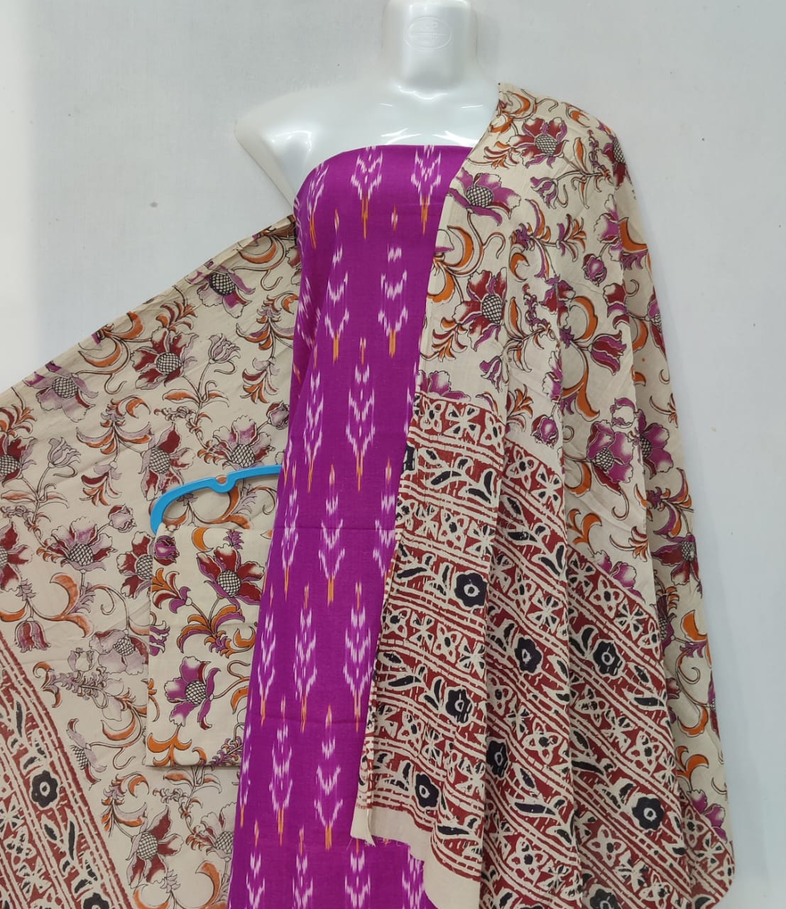 Kalamkari Ikat Cotton Dress Material