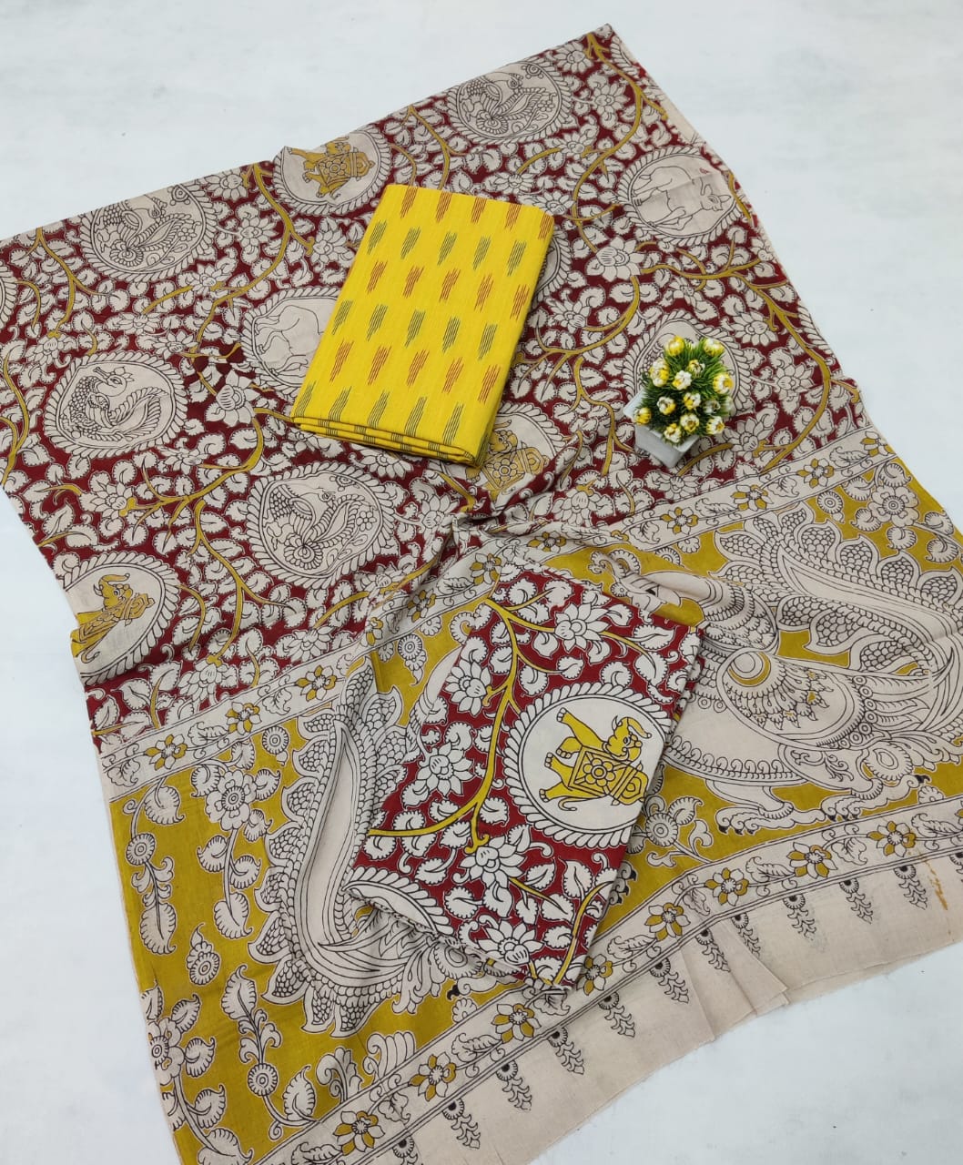Kalamkari Ikat Cotton Dress Material
