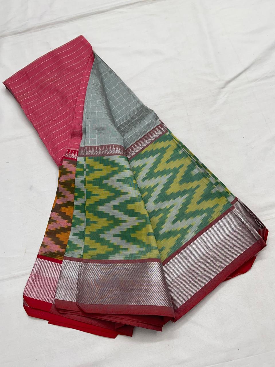 Mangalagiri Silk / Cotton Ikat Border Saree