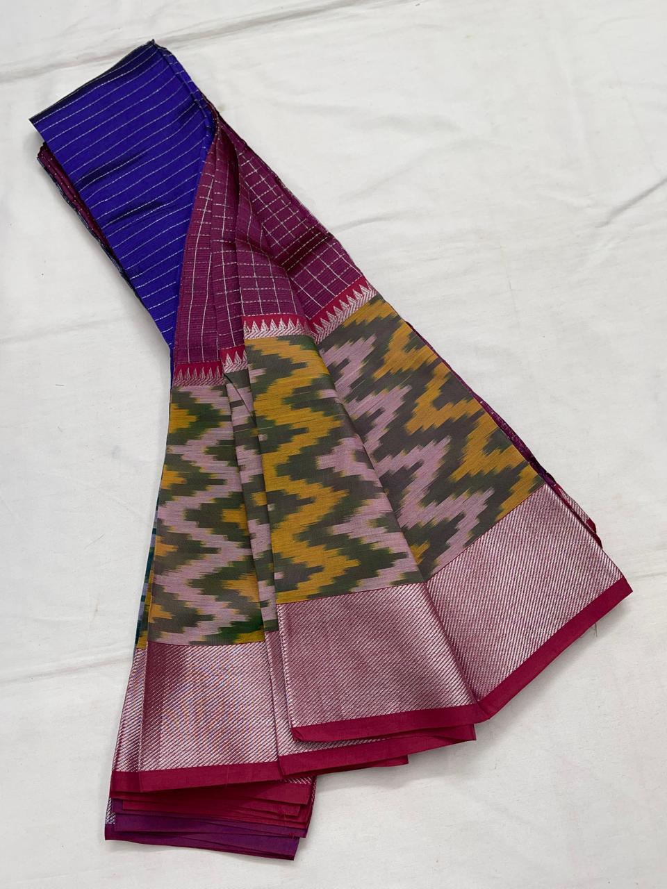 Mangalagiri Silk / Cotton Ikat Border Saree