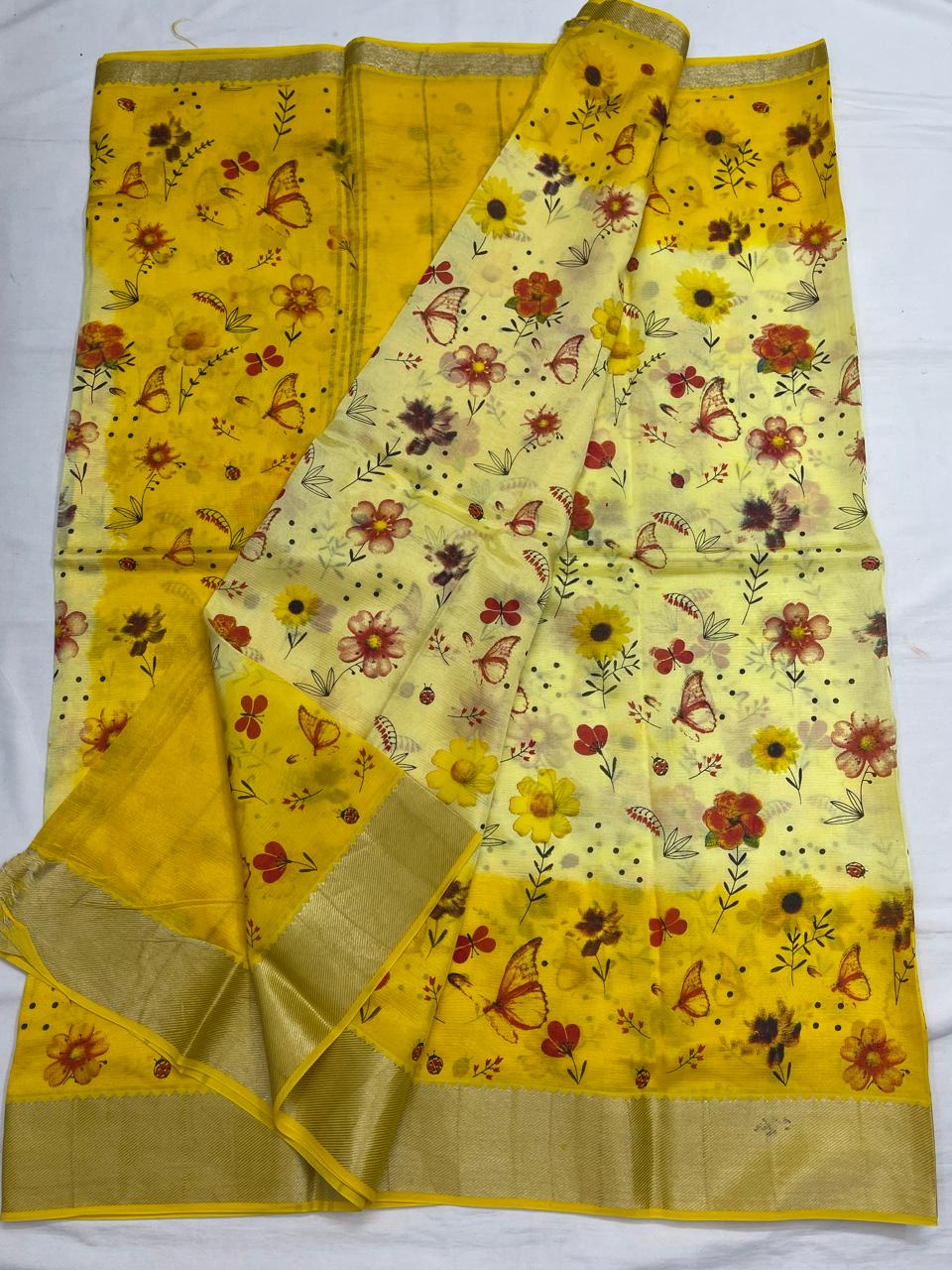 Mangalagiri Silk / Cotton Digital Printed Saree With Blouse