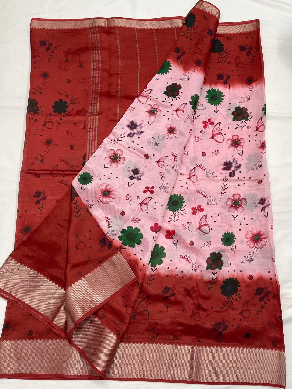Mangalagiri Silk / Cotton Digital Printed Saree With Blouse