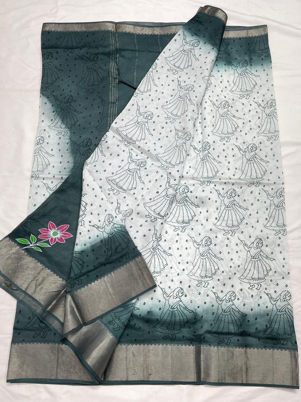 Mangalagiri Silk / Cotton Digital Printed Saree With Blouse