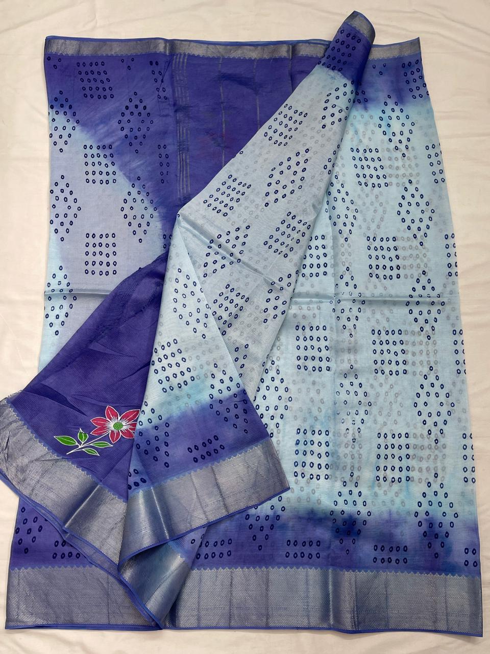 Mangalagiri Silk / Cotton Digital Printed Saree With Blouse