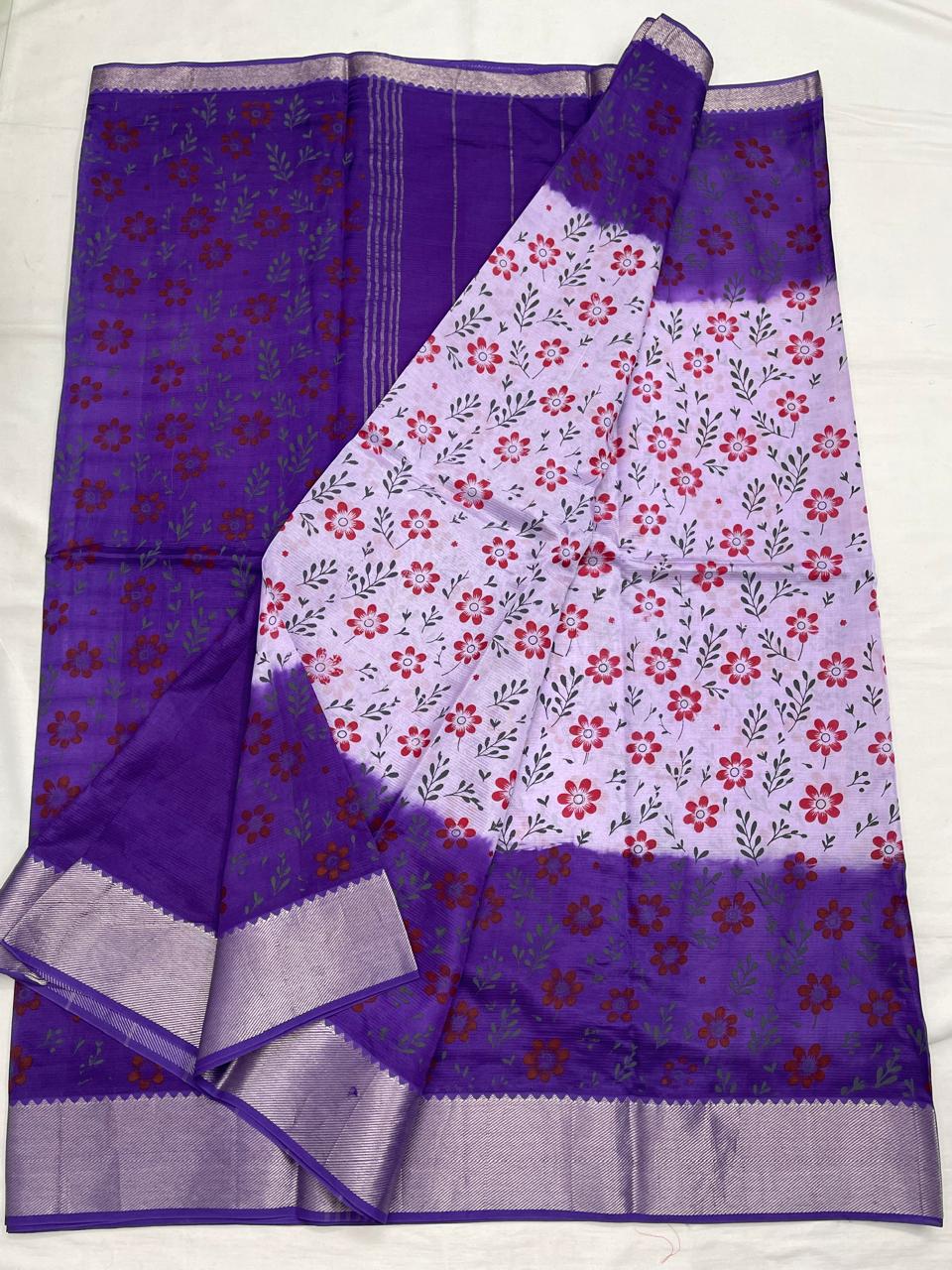 Mangalagiri Silk / Cotton Digital Printed Saree With Blouse