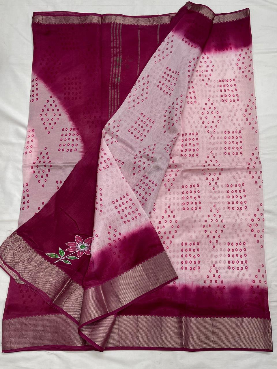 Mangalagiri Silk / Cotton Digital Printed Saree With Blouse