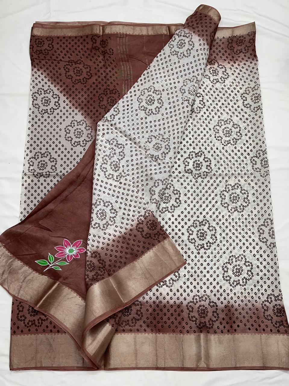 Mangalagiri Silk / Cotton Digital Printed Saree With Blouse