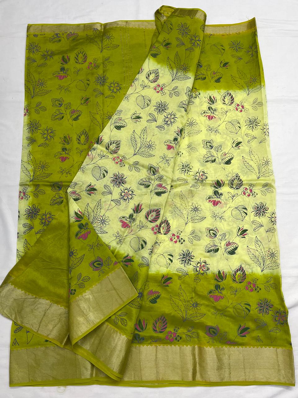 Mangalagiri Silk / Cotton Digital Printed Saree With Blouse